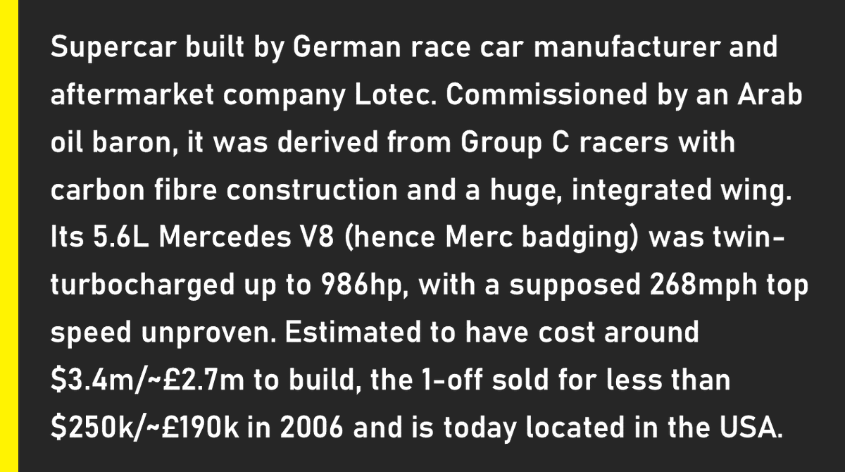 ObscureSupercar's tweet photo. ๐ฉ๐ช Lotec C1000
1995 โข 5.6L V8 TT โข 986bhp โข 268mph
๐ธ duPont REGISTRY/WheelsAge
#osotd #supercars #lotec https://t.co/pmaM5fCTJr