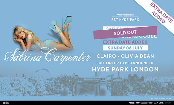 BST Hyde Park is delighted to announce that double GRAMMY®-winner, pop powerhouse - Sabrina Carpenter -  <a href="/SabrinaAnnLynn/">Sabrina Carpenter</a>  will headline a second huge night <a href="/BSTHydePark/">BST Hyde Park</a>  on Sun 6 July, following her sold-out show on Sat 5 July. She will be joined by special guests Clairo and