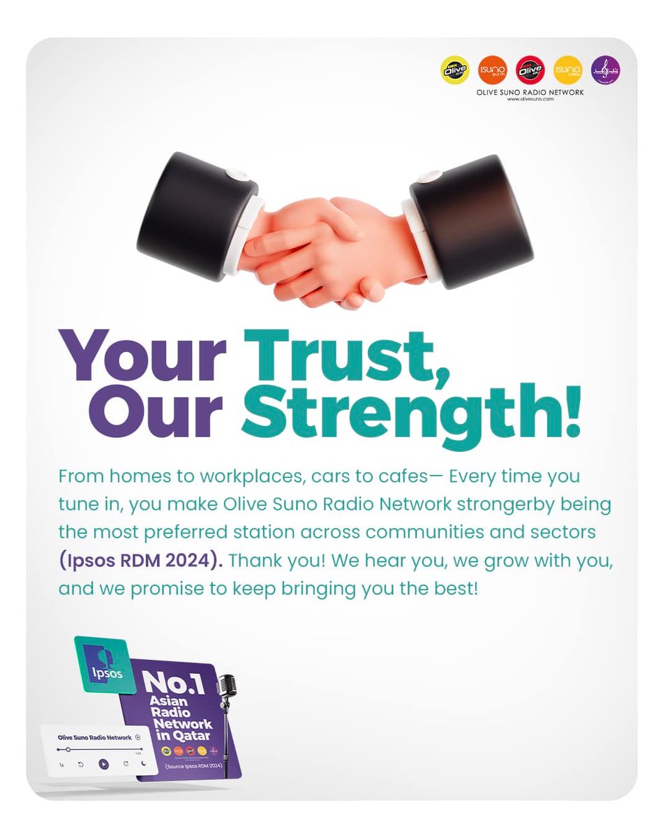 SunoLanka's tweet photo. Qatar, You Made Us No.1 !!
A heartfelt thank you for making Olive Suno Radio Network your top choice for home entertainment and smart speaker radio! 
#QatarsNo1 #OliveSunoRadioNetwork https://t.co/a562Ht1bnR