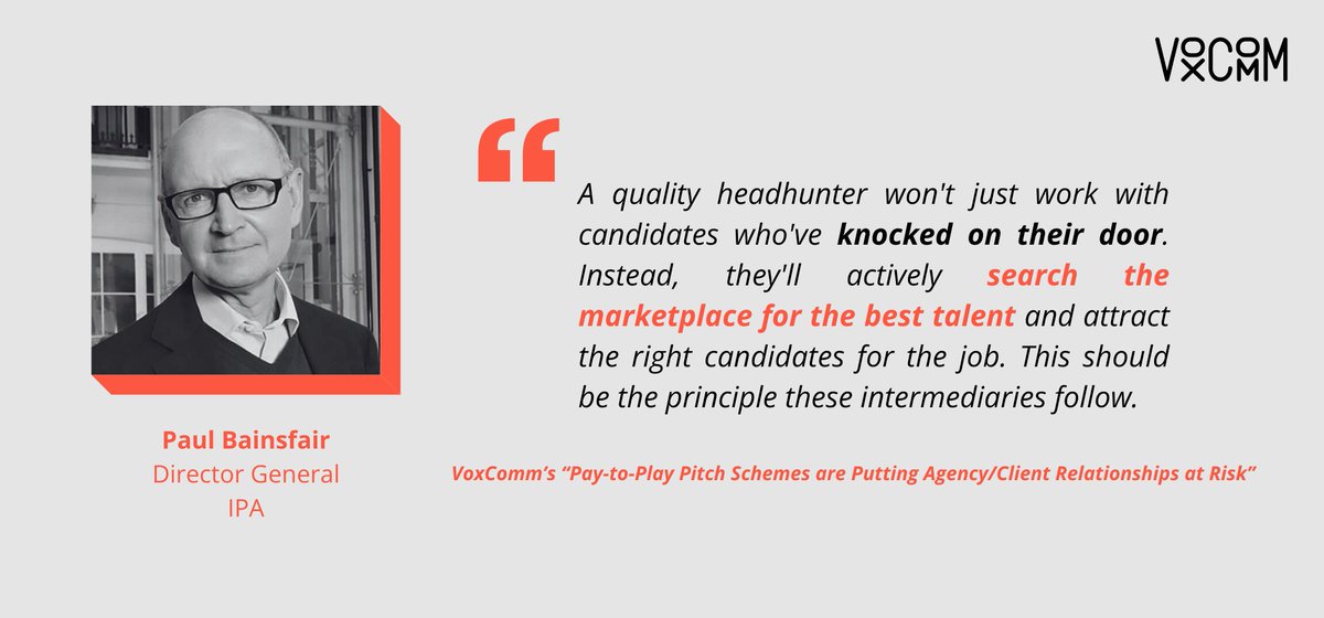IPA Director General Paul Bainsfair lent his voice to VoxComm's op-ed on how pay-to-play pitch schemes are putting agency/client relationships at risk. 

Read the full piece: ow.ly/eUx850V2zAr