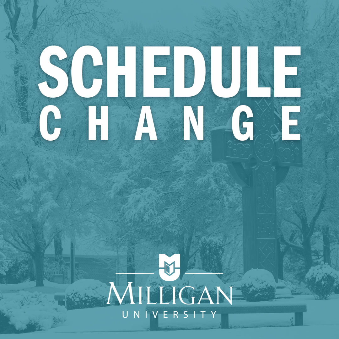 Milligan University (@milligan_univ) on Twitter photo Due to inclement weather, Milligan will operate on a snow schedule today, Feb. 19. View the snow schedule at bit.ly/3Rs3hJp. Stay safe, Buffs! Due to inclement weather, Milligan will operate on a snow schedule today, Feb. 19. View the snow schedule at bit.ly/3Rs3hJp. Stay safe, Buffs!