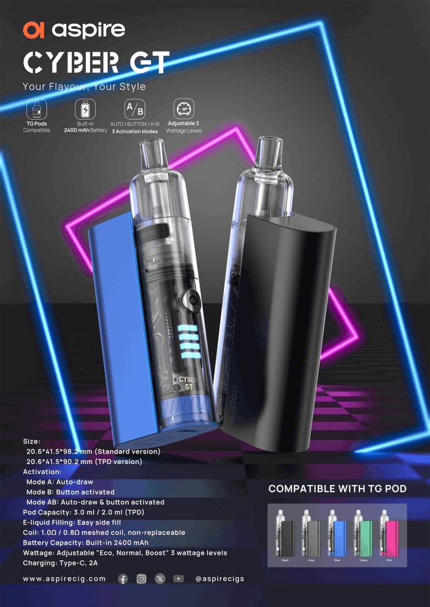 👀 JUST ARRIVED 🤩 ASPIRE CYBER GT | POWER IN YOUR HANDS

preview.mailerlite.io/preview/276617… 

----
Wholesale Enquiries
bkstradeline.com
01206 868999
----