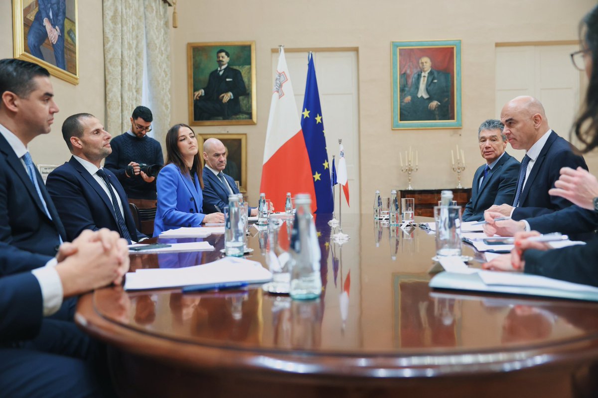 Productive meeting with <a href="/alain_berset/">Alain Berset</a> ahead of 🇲🇹’s <a href="/coe/">Council of Europe</a> Presidency in May. We discussed key priorities to strengthen the Council’s core values, with a strong focus on empowering and engaging young people in democratic life. - RA