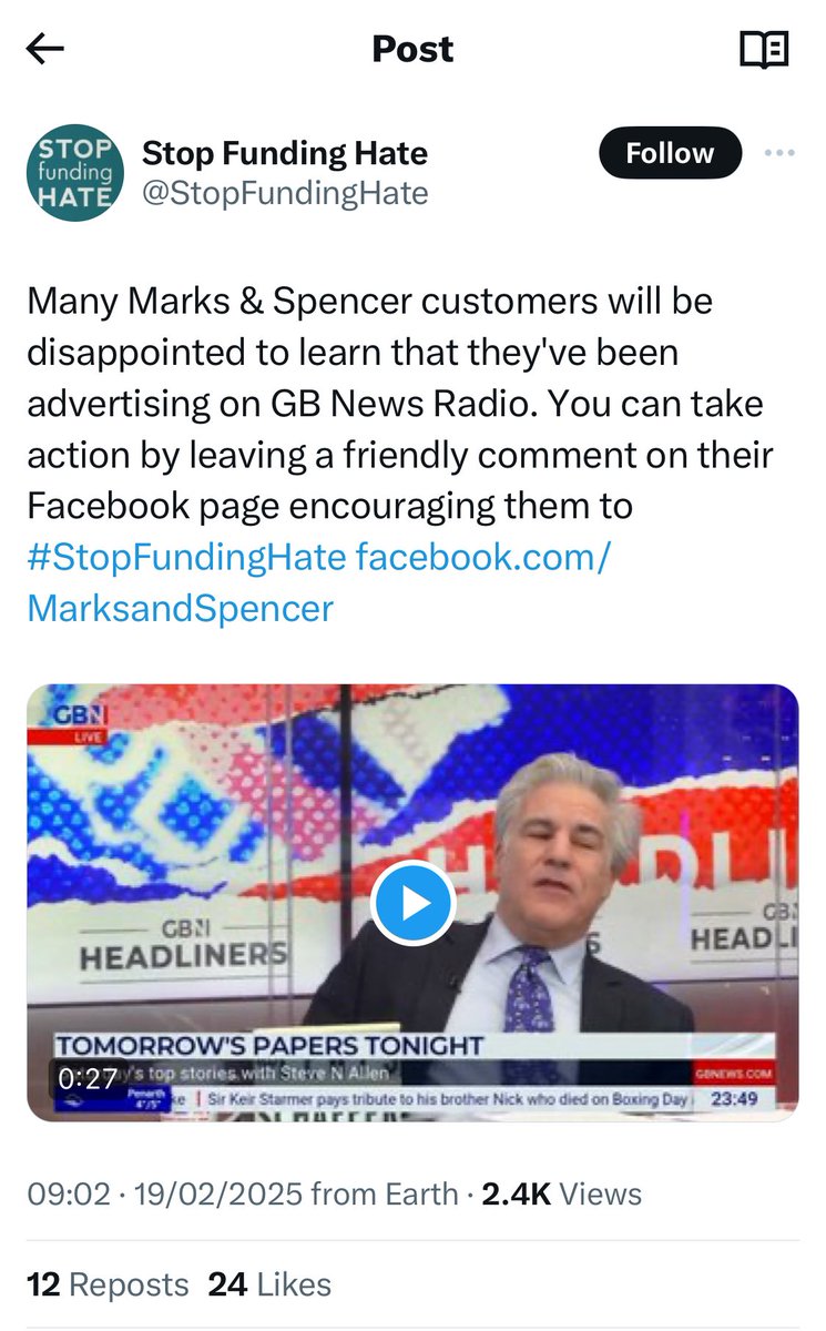 Michelle Dewberry (@michelledewbs) on Twitter photo Someone just sent me this. It’s a perfect example of what I just referred to in my earlier tweet…
Hate-filled activists are now bombarding <a href="/marksandspencer/">M&S</a> Facebook page trying to bully them into removing advertising. 
Why? Because these hate-filled activists believe *theirs* Someone just sent me this. It’s a perfect example of what I just referred to in my earlier tweet…
Hate-filled activists are now bombarding <a href="/marksandspencer/">M&S</a> Facebook page trying to bully them into removing advertising. 
Why? Because these hate-filled activists believe *theirs*