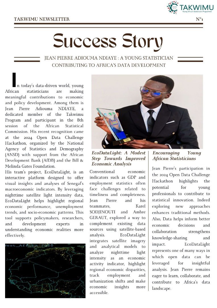 Takwimu YAS Official (@takwimuyas) on Twitter photo Good day <a href="/TakwimuYAS/">Takwimu YAS Official</a> community!
This morning letโs celebrate our brilliant minds, especially Mr. Jean Pierre NDIAYE , for winning the 2024 Open Data Challenge Hackathon in Sรฉnรฉgal ๐๐๐
Congratulations JP and keep it up ๐๐พ
#hackathon #takwimu #youngstatisticians #africa Good day <a href="/TakwimuYAS/">Takwimu YAS Official</a> community!
This morning letโs celebrate our brilliant minds, especially Mr. Jean Pierre NDIAYE , for winning the 2024 Open Data Challenge Hackathon in Sรฉnรฉgal ๐๐๐
Congratulations JP and keep it up ๐๐พ
#hackathon #takwimu #youngstatisticians #africa