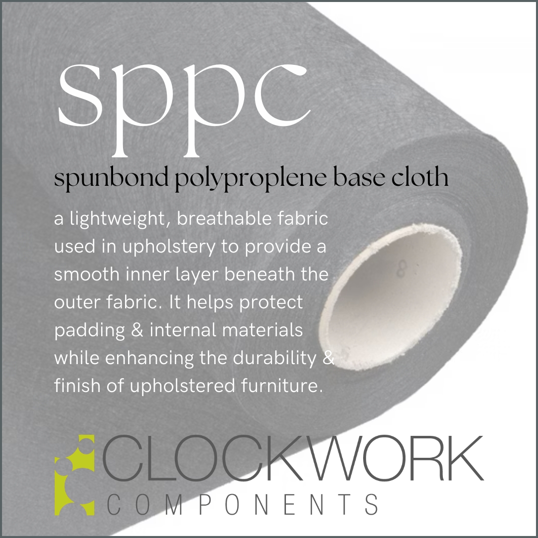 CWC_Ltd's tweet image. SPPC - A lightweight, breathable fabric used in upholstery to create a smooth inner layer beneath the outer material. It protects padding and internal components while improving durability and ensuring a refined finish.

clockworkcomponents.com/products/fabri…

#basecloth #polyproplene #spunbond