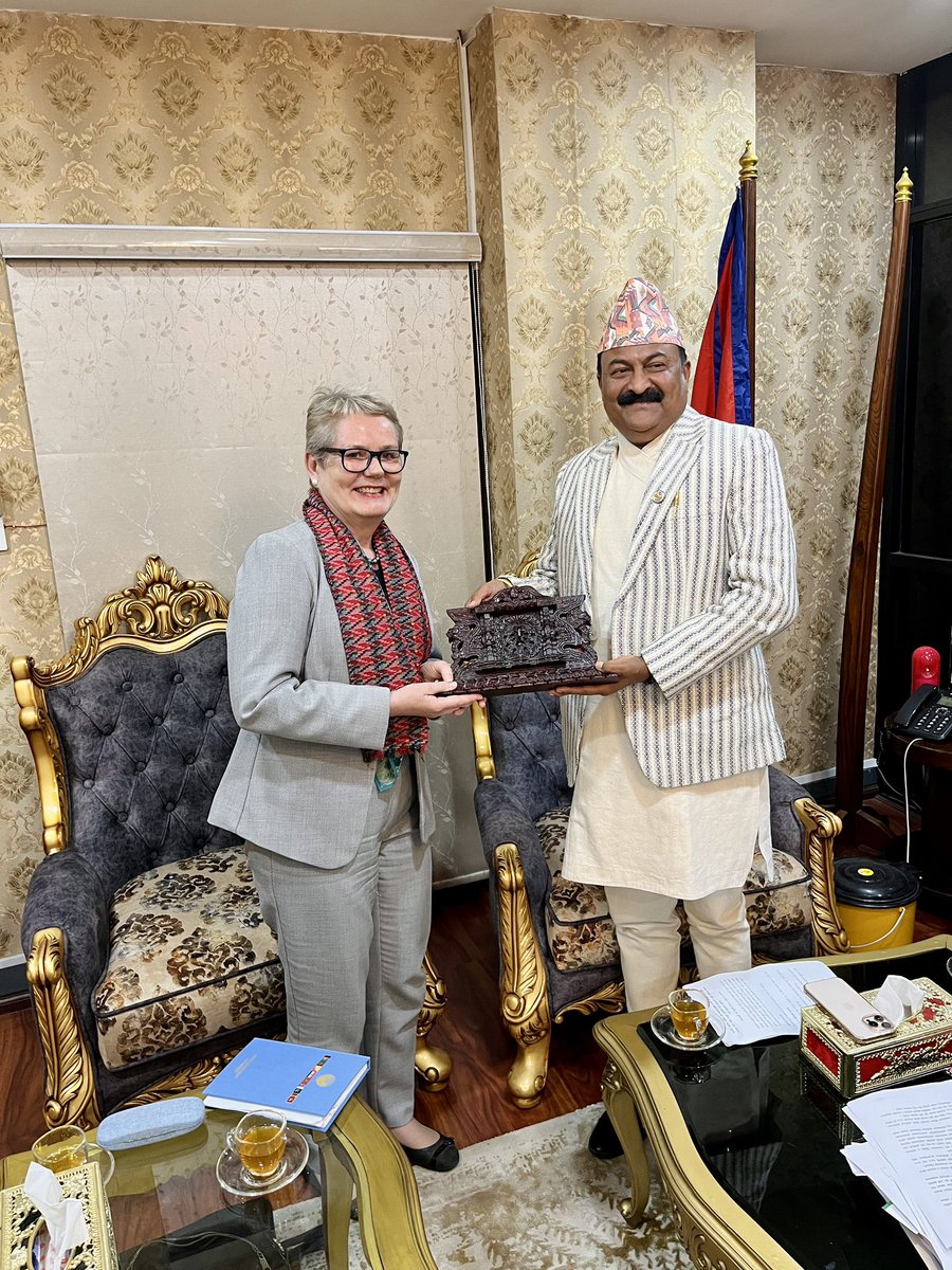 Ambassador Torun Dramdal (@norwayinnepal) on Twitter photo Great opportunity yesterday to congratulate the Hon. MoFAGA Minister Raj Kumar Gupta with the upcoming 10-year anniversary of Nepal’s Constitution. Reaffirmed commitment to support the Government of Nepal in implementing the Constitution through the PLGSP program <a href="/plgspmofaga/">PLGSP MOFAGA</a> Great opportunity yesterday to congratulate the Hon. MoFAGA Minister Raj Kumar Gupta with the upcoming 10-year anniversary of Nepal’s Constitution. Reaffirmed commitment to support the Government of Nepal in implementing the Constitution through the PLGSP program <a href="/plgspmofaga/">PLGSP MOFAGA</a>