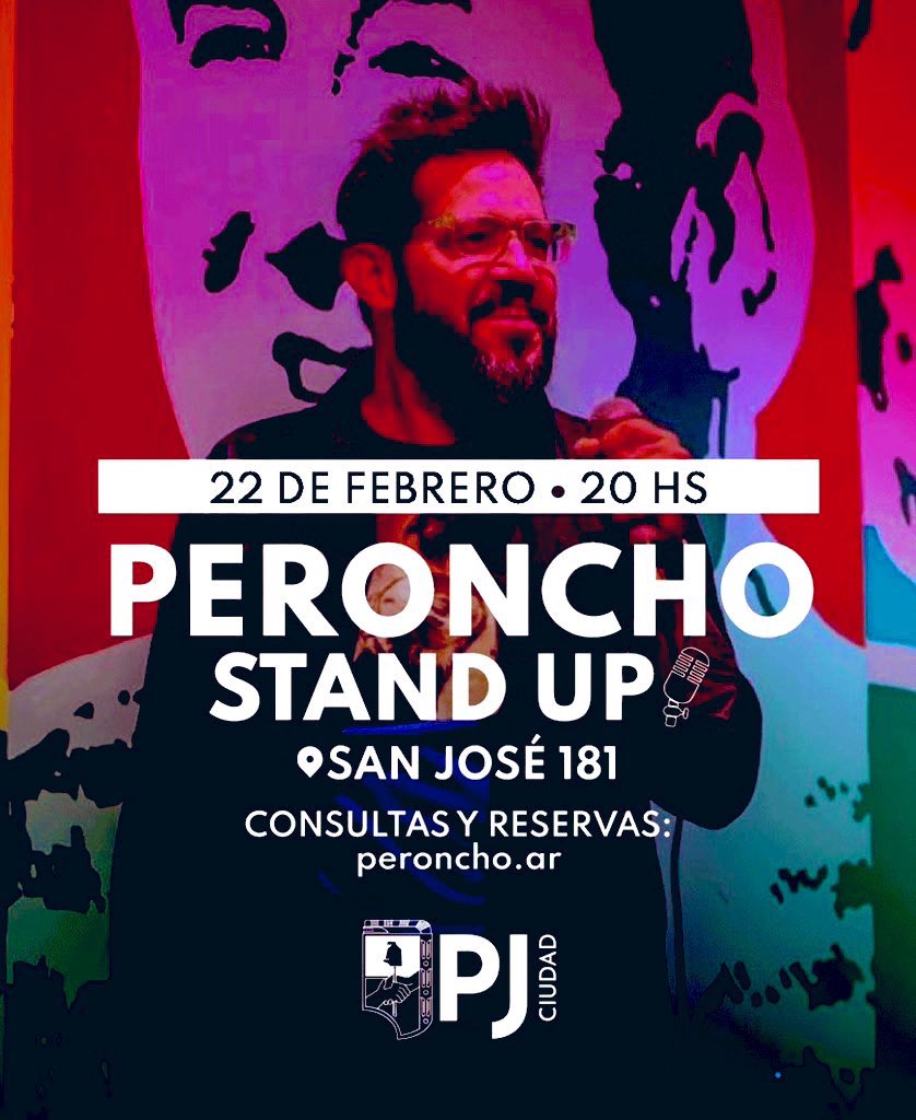 Este sábado en el <a href="/PJCiudad/">PJ Ciudad</a> ✌🏼🇦🇷inauguramos •una preciosa muestra de arte• y después nos ponemos a pensar •a través del humor• con <a href="/PeronchoStandUp/">Peroncho de CFK</a> (frente a esta coyuntura tan insólita como desesperante.) Te esperamos siempre, a las 18 y 20 horas.
San José 181, CABA.