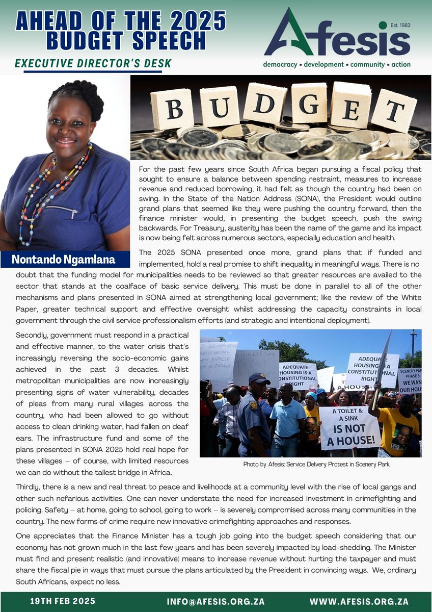 "There is a new and real threat to peace and livelihoods at a community level with the rise of local gangs and other such nefarious activities. One can never understate the need for increased investment in crimefighting and policing."
#SONA2025 #BugdetSpeech #ServiceDelivery