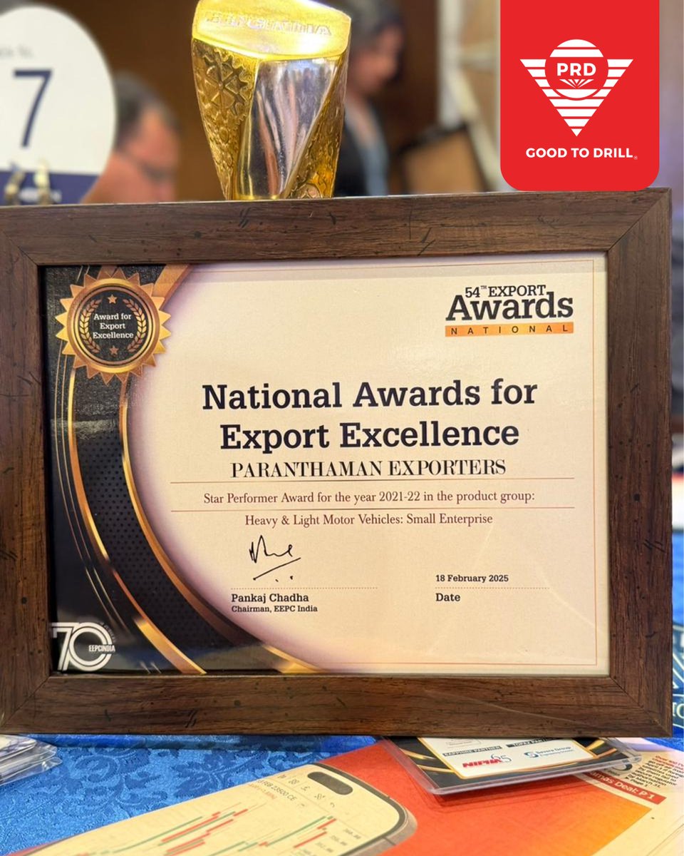 Paran_TT's tweet photo. Witness the Glory!
PRD Rigs continues its winning streak with our 17th consecutive award from EEPC India! But this time, we shine on the national stage.
.
.
.
.
.
#prdrigs #innovation #ManufacturingExcellence #EEPC #EEPCawards https://t.co/O7EWTFCX3d