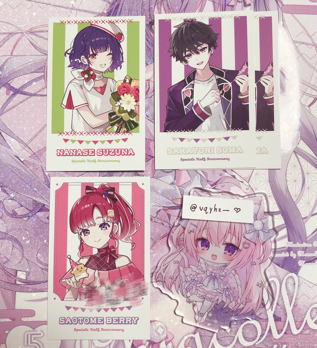 vqyhz_'s tweet photo. 【交換/譲渡】 
にじさんじ Speciale Half Anniversary すぺしゃーれ  チェキ風カード 特典 ポストカード

求) 同種🐟🍴
譲）チェキ風カード❤︎ 🍇2、R🍰🧁、🥗
      特典ポストカード❤︎ 🍰🧁、🥗

周辺B済、纏めての方優先、郵送希望です。
気軽にお声掛けよろしくお願いいたします❤︎ https://t.co/u4r1BBPmPh