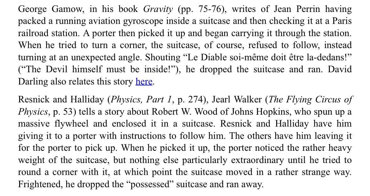Robert W. Wood of Johns Hopkins spun up a massive flywheel and enclosed it in a suitcase.