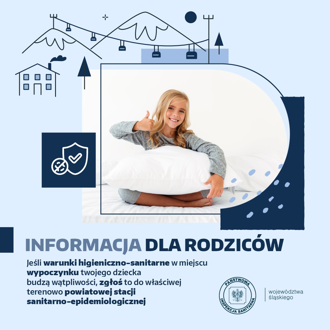 📢Bezpieczne #feriezimowew #śląskie😍⛄️

🎯Jeśli warunki sanitarno-higieniczne w miejscu      wypoczynku🏠dziecka 🙎‍♀️🙎budzą wątpliwości🚨, można zgłosić 📣takie uwagi do  powiatowej stacji sanitarno-epidemiologicznej znajdującej się najbliżej      miejsca wypoczynku.