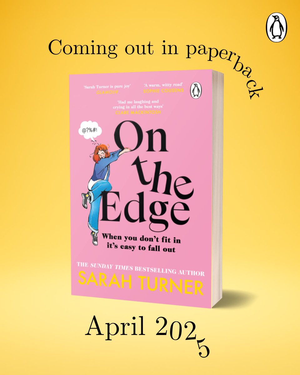 Paperback cover reveal for Sarah Turner’s ON THE EDGE, out 10th April 📚

The hilarious and heart-wrenching novel from the Sunday Times bestselling author of STEPPING UP and THE UNMUMSY MUM.

Pre-order now: shorturl.at/ALTZY