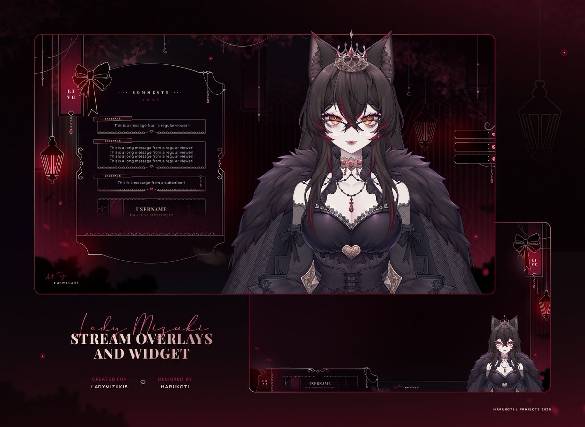 harukoti's tweet photo. โป Overlay Set and Widget for @LadyMizuki8!๐ปโจ
~ Thank you so much for all the love and this amazing opportunity! ๐
#MewzuArt #vtuber #VGen https://t.co/P94pbjrKqP
