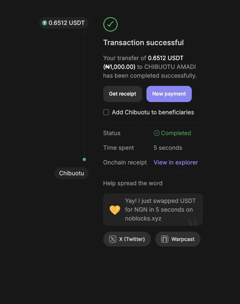 chibie.eth (@stchibie) on Twitter photo ⚡️today <a href="/noblocks_xyz/">noblocks.xyz</a> hit a new settlement time record
5 seconds!
this isn't just a pretty UI - let me break down what happened in those 5 seconds...🧵 ⚡️today <a href="/noblocks_xyz/">noblocks.xyz</a> hit a new settlement time record
5 seconds!
this isn't just a pretty UI - let me break down what happened in those 5 seconds...🧵