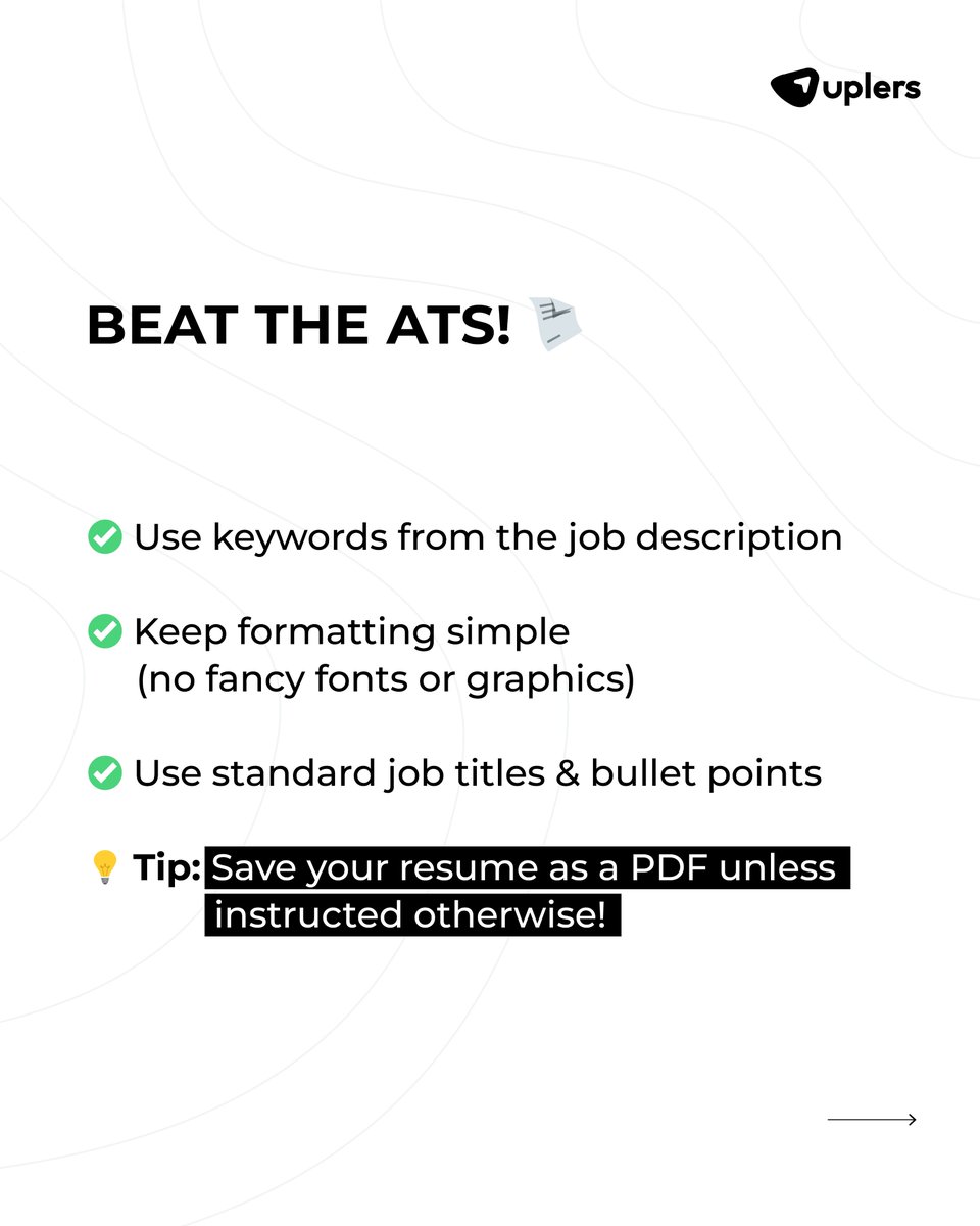 weareuplers's tweet image. Ready to land your dream job? Swipe through these Job Application Hacks to get noticed and ace your next opportunity!

✨ Drop a 🔥 in the comments if you&apos;re ready to level up your job search! 

#JobHacks #CareerSuccess #JobSearch #ATSOptimization #OnlineInterview #ResumeTips