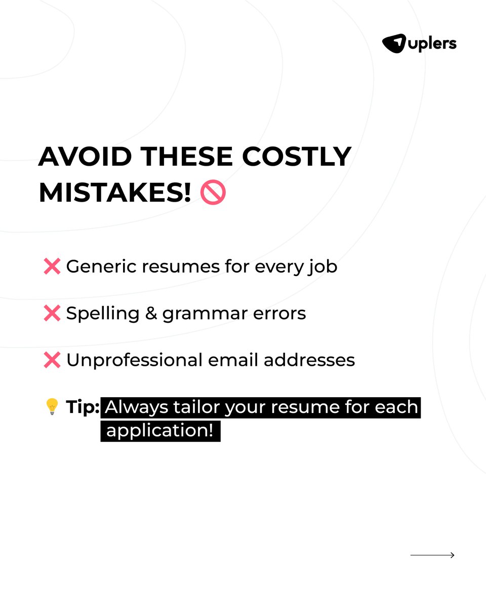 weareuplers's tweet image. Ready to land your dream job? Swipe through these Job Application Hacks to get noticed and ace your next opportunity!

✨ Drop a 🔥 in the comments if you&apos;re ready to level up your job search! 

#JobHacks #CareerSuccess #JobSearch #ATSOptimization #OnlineInterview #ResumeTips