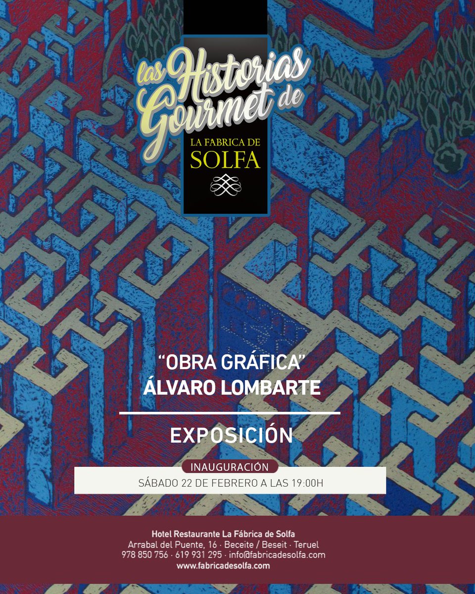 Este Sábado 22 de Febrero inauguración de Álvaro Lombarte Obra Gráfica.
fabricadesolfa.com/alvaro-lombart…