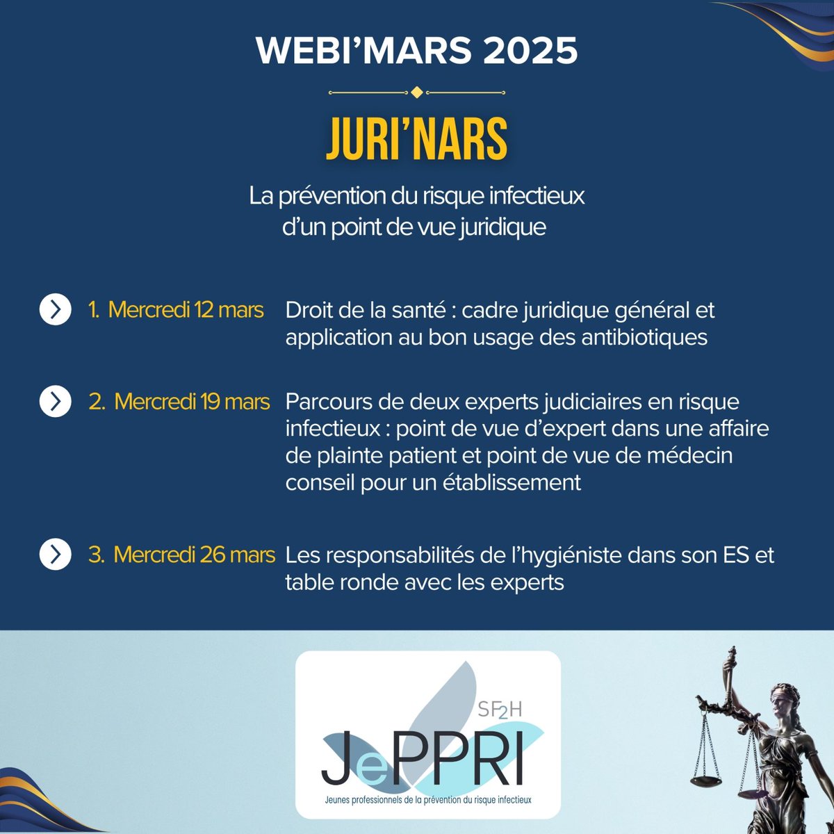 📢Webi'mars #JePPRI : Infections nosocomiales &amp; cadre juridique : quelles responsabilités ?

Si ces questions vous interpellent, ne manquez pas les Juri'nars du <a href="/je_ppri/">JePPRI</a> 

👉Inscription : swll.to/0QNqJL