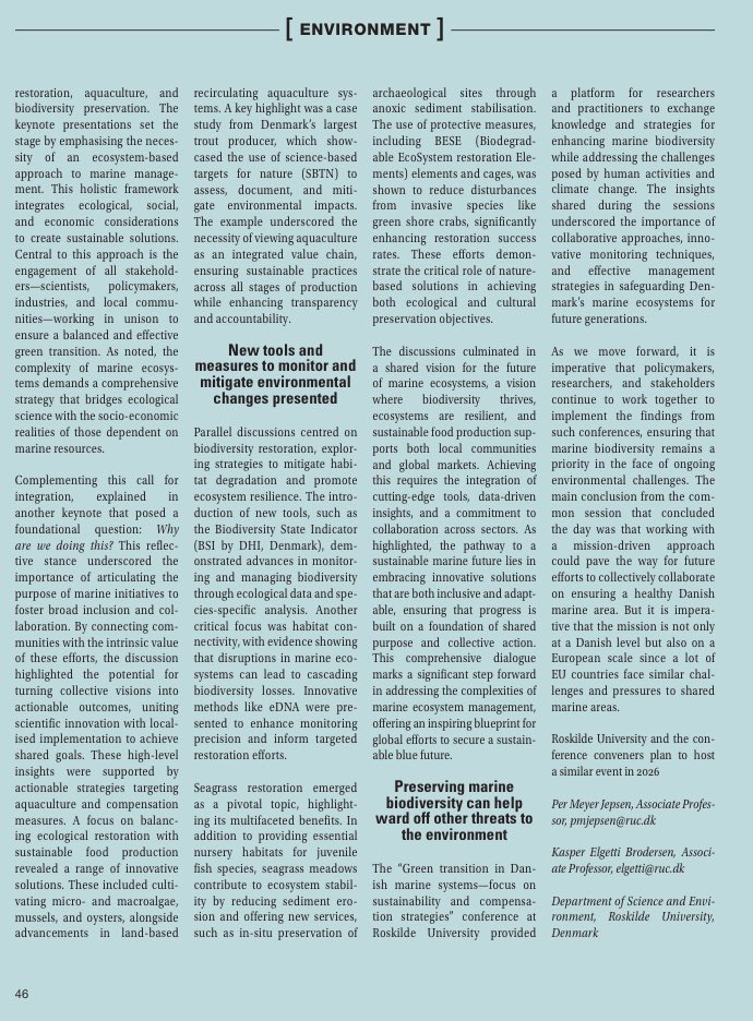 New article in the Eurofish Magazine about the outcome of our recent conference at RUC - Green transition in Danish marine systems

Link: eurofish.dk/magazine-issue…

<a href="/roskildeuni/">RUC</a>