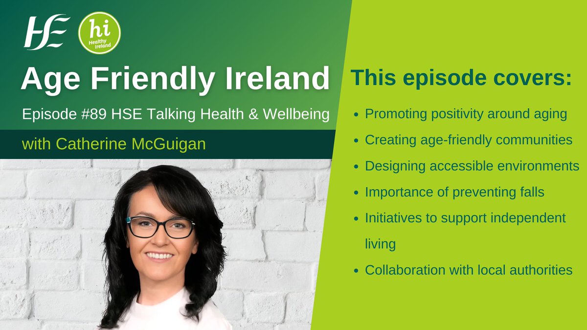 On this week’s HSE #TalkingHealthandWellbeing #Podcast we talk to Age Friendly Ireland. We discuss the proactive initiatives in place in helping to create inclusive environments for older people in Ireland, and highlight the importance of local government support. Listen by