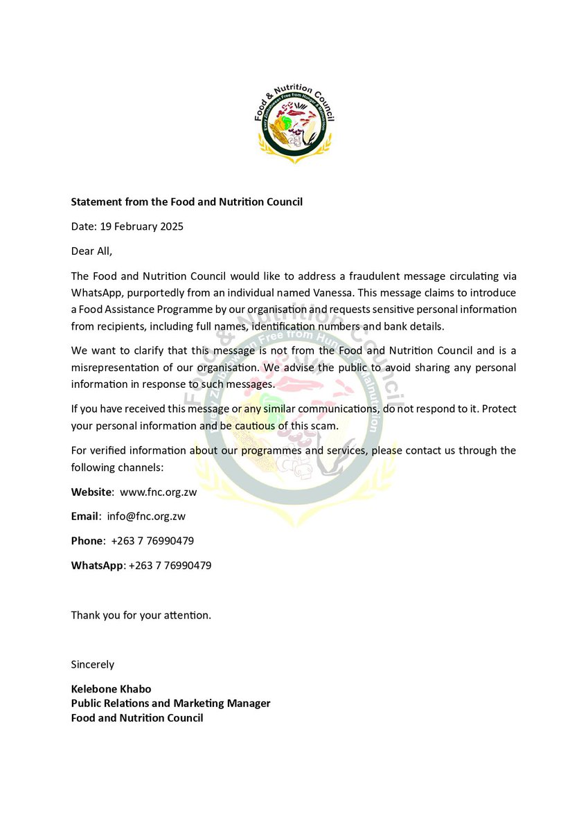 Food and Nutrition Council Zimbabwe tweet media