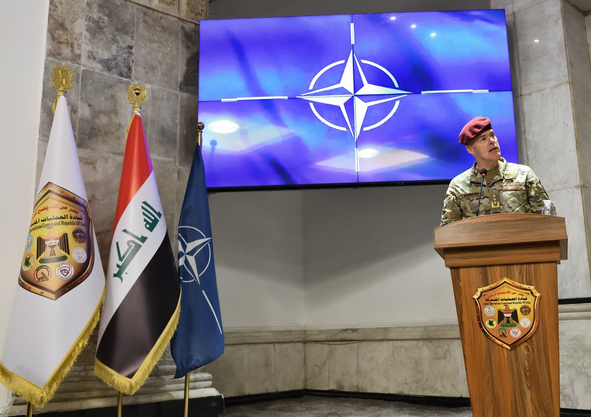 IraqNato's tweet photo. “Year 2025: The year of Training”.
The 4th School Commander´s Conference successfully took place in the morning of 18th February 2025 at the Iraqi Joint Operations Command (JOC-I) auditorium.
#workingtogether4iraq
#natomissioniraq
#WeAreNMI
#WeAreNATO
#strongertogether https://t.co/oWuXuQdhTW