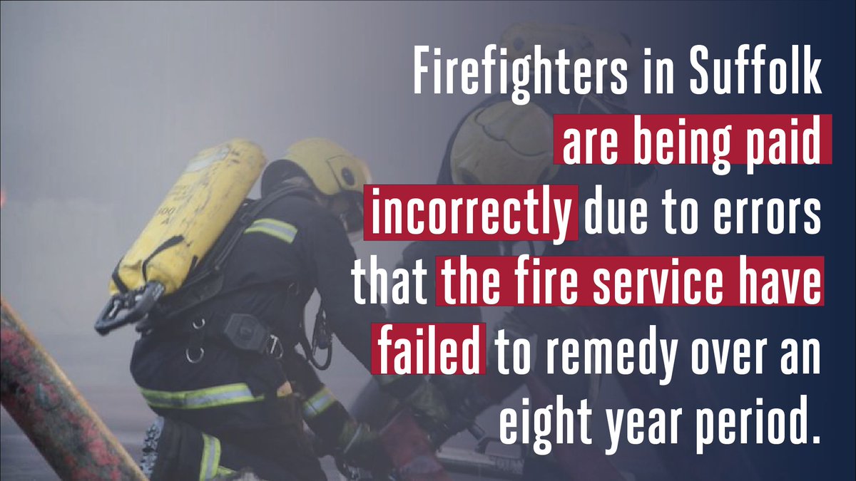 Firefighters have experienced ongoing pay errors since 2017. This has resulted in inaccurate pension deductions, miscalculations in holiday pay, late payments, and other payment discrepancies affecting promotions and sick leave benefits.

Phil Johnston, FBU Suffolk brigade chair,