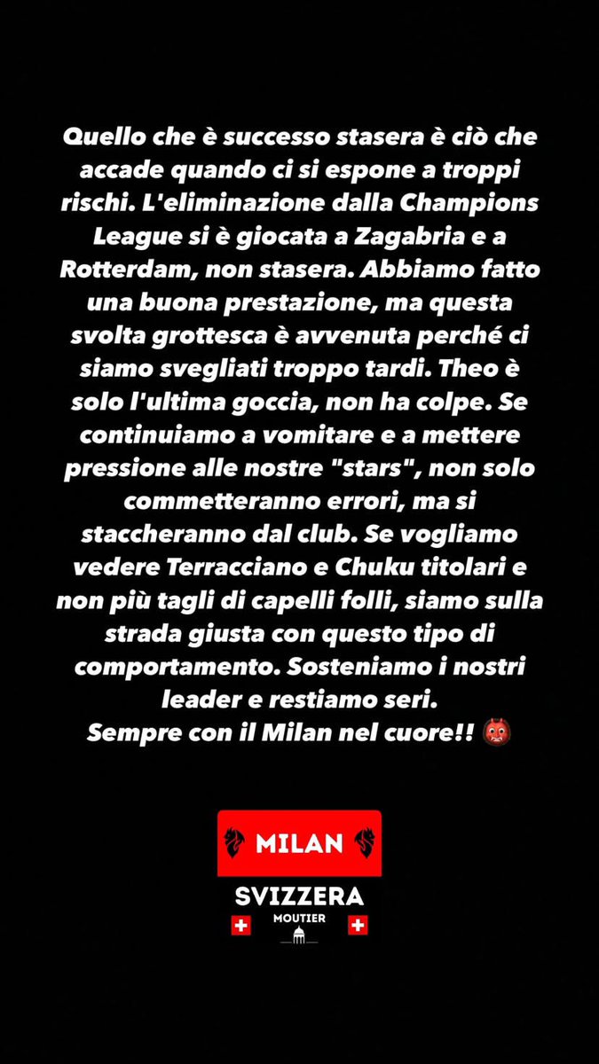 MilanSvizzeraM's tweet photo. Sempre Forza Milan 💪🏼🔴⚫️👹 https://t.co/GCKYrke1Jv