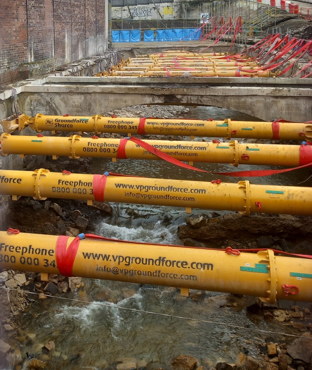 1/2   Back from a week of Canarian sunshine to freezing Sheffield. Update on the de-culverting of the Sheaf at the Castle site. Almost all the roof beams have been removed, sadly a lot of concrete has fallen into the river. Hopefully, they do a clean up and remove it. #Sheffield