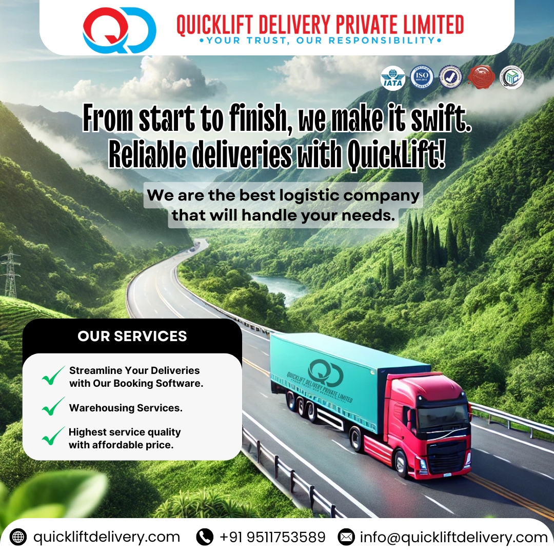 QuickliftD's tweet image. 📦🚀 From start to finish, we make it swift! Trust QuickLift Delivery Pvt. Ltd. for reliable, affordable, and top-quality logistics services. Your trust, our responsibility!
.
.
#QuickLift #Logistics #FastDelivery #ReliableService #Warehousing #ShippingSolutions #SupplyChain