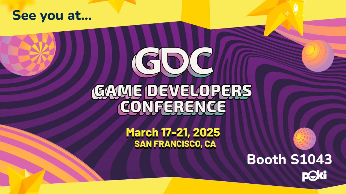 Poki (@poki) on Twitter photo We're heading back to <a href="/Official_GDC/">Game Developers Conference</a> ! Want to learn more about web, creating hit games together, or expanding your business to the hottest platform? Find us on MeetToMatch or in person at our booth - S1043 ! 🪩 We're heading back to <a href="/Official_GDC/">Game Developers Conference</a> ! Want to learn more about web, creating hit games together, or expanding your business to the hottest platform? Find us on MeetToMatch or in person at our booth - S1043 ! 🪩
