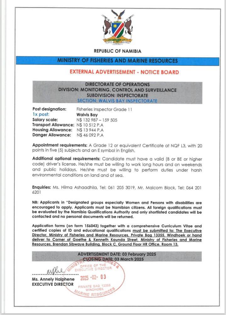 Ministry of Fisheries & Marine Resources, Namibia tweet media