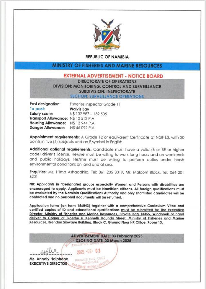 Ministry of Fisheries & Marine Resources, Namibia tweet media