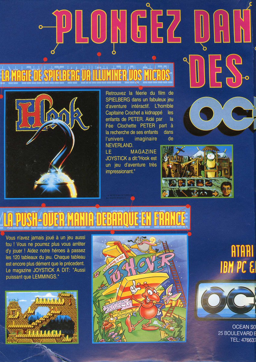 AllmightoFranky's tweet photo. La publicité du papier du jour,bonjour!Pas le temps pour les posts du mag JV du matin en ce moment déso... Des pubs vues dans un magazine #Joystick,la belle double-page pour les jeux #OCEAN sur #AtariST,#Amiga et #PC!#Eternam et #Heroes!! #retro #micro #retrogaming #80s #90s https://t.co/RqgEuYx0d8