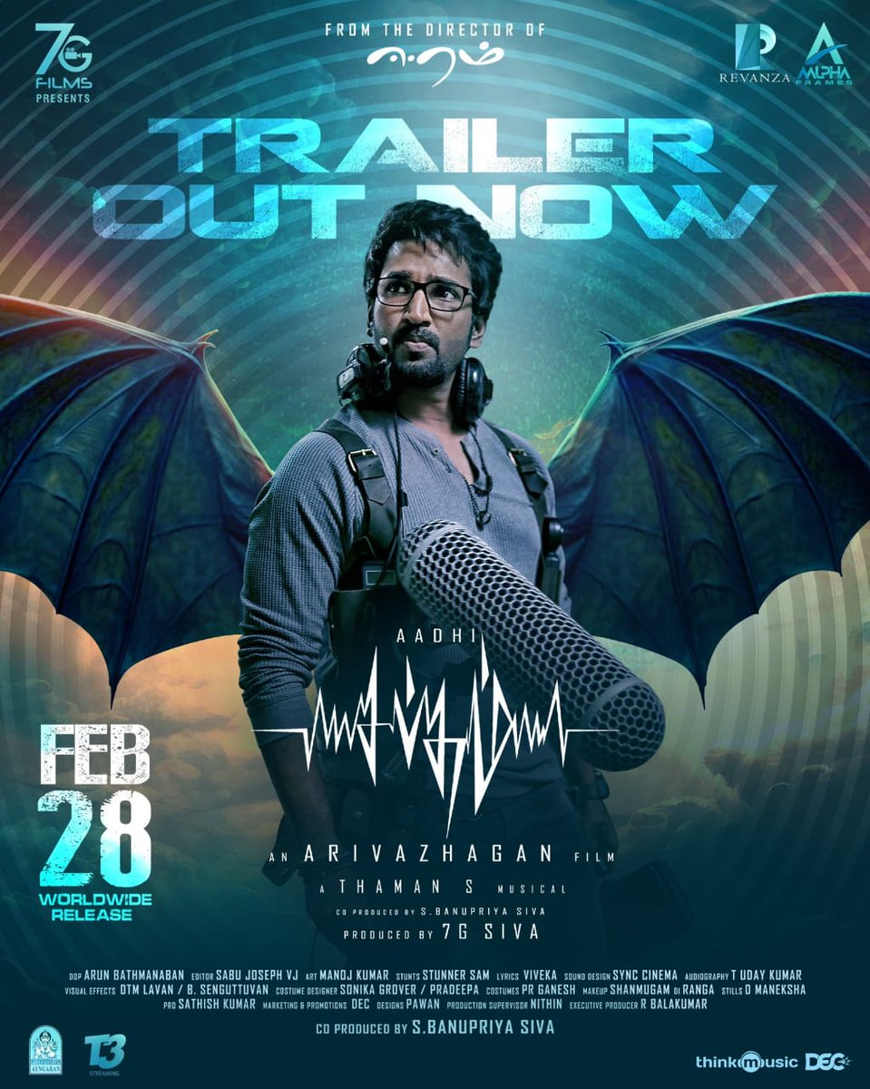 #Sabdham trailer is out now!🎧

Link : youtu.be/Cp0d6oAT1qc?si…

Get ready for a #SoundThriller ❤️‍🔥

From The makers of #Eeram 

#SabdhamTrailer
#SabdhamFromFeb28

Starring <a href="/AadhiOfficial/">Aadhi🎭</a>
An <a href="/dirarivazhagan/">Arivazhagan</a> film
A <a href="/MusicThaman/">thaman S</a> Musical

Produced by <a href="/7GFilmsSiva/">7G Films</a>