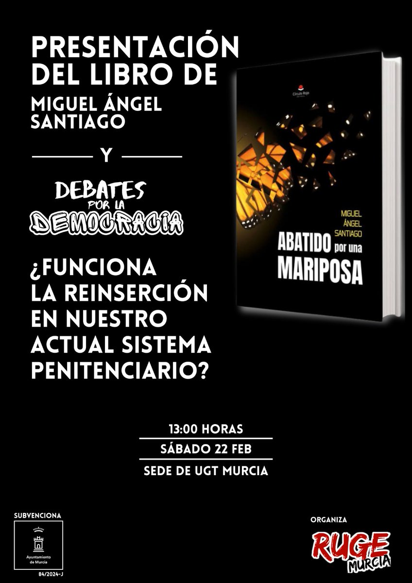 RUGE MURCIA (@rugemurcia) on Twitter photo ¿Tiene sentido seguir estigmatizando a las personas que temporalmente entran en prisión? ¿Cómo se vive una condena que te priva de libertad?
El sábado toca debate y presentación del libro de <a href="/MickeySant/">Miguel Ángel Santiago</a> 😊
Inscripción:
forms.gle/BUKRR3yV41zCWt… ¿Tiene sentido seguir estigmatizando a las personas que temporalmente entran en prisión? ¿Cómo se vive una condena que te priva de libertad?
El sábado toca debate y presentación del libro de <a href="/MickeySant/">Miguel Ángel Santiago</a> 😊
Inscripción:
forms.gle/BUKRR3yV41zCWt…