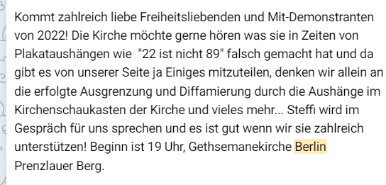 Nautilu40286557's tweet photo. #b2002 
[1/3]  Die #Gethsemanekirche im Prenzlauer Berg war fast 4 Jahre lang der symbolische Anlaufpunkt für die üblen "Montagsproteste" um #MichaelBründel &amp; Freedom Parade. Nun soll ausgerechnet dort die Veranstaltung "Kirche &amp; Corona" stattfinden und ihnen ein Podium geben. https://t.co/vo4IUHVEP5