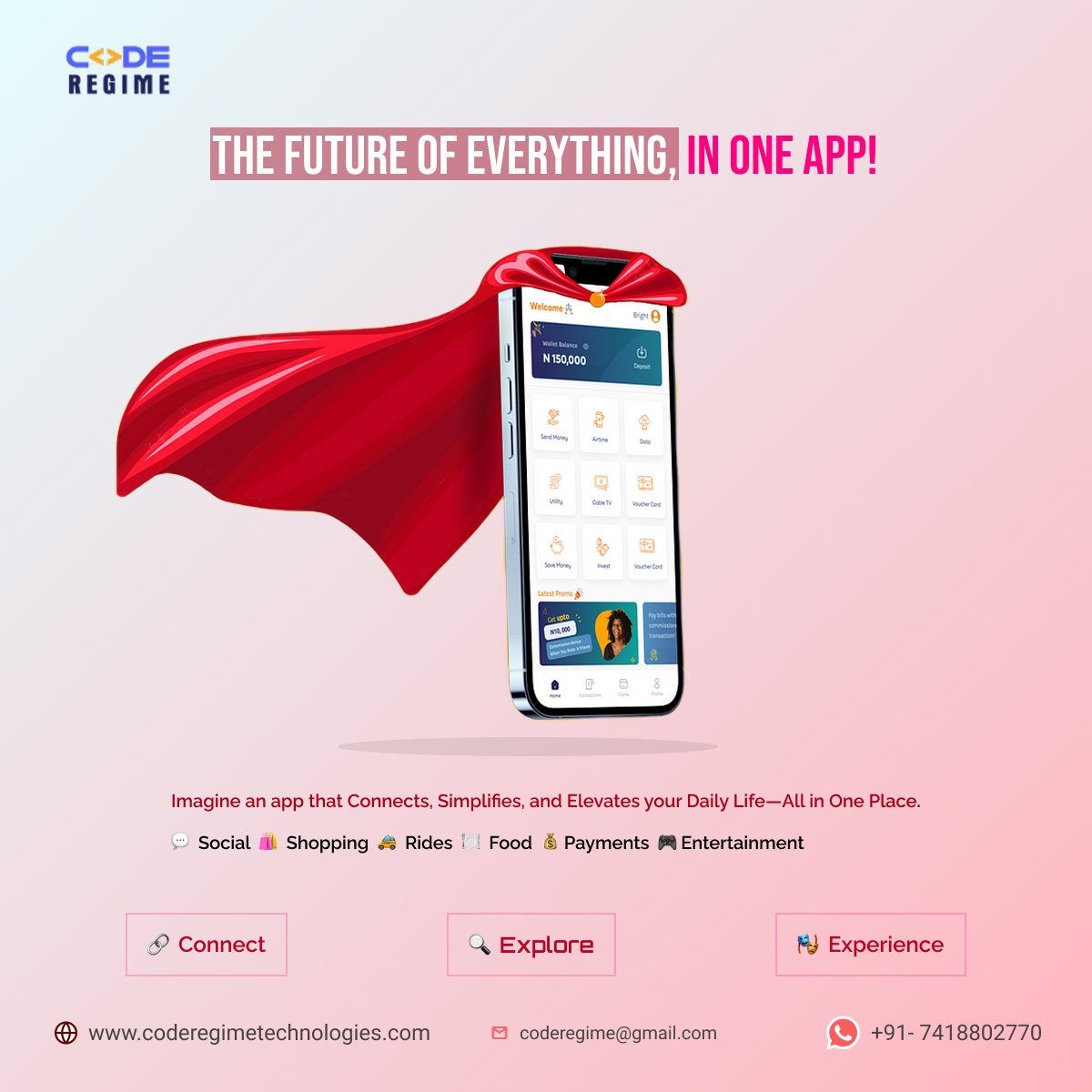 RegimeCode's tweet image. #superapps #mobileapplications #custommobileapplications #socialapps #usa #coderegimetechnologies #entertainmentapp #fooddeliveryapp #shoppingapp #rideapp #logisticsapp #paymentapp #b2c #ITsales #b2csales #sales #b2b #newproject #allinoneapp #japan