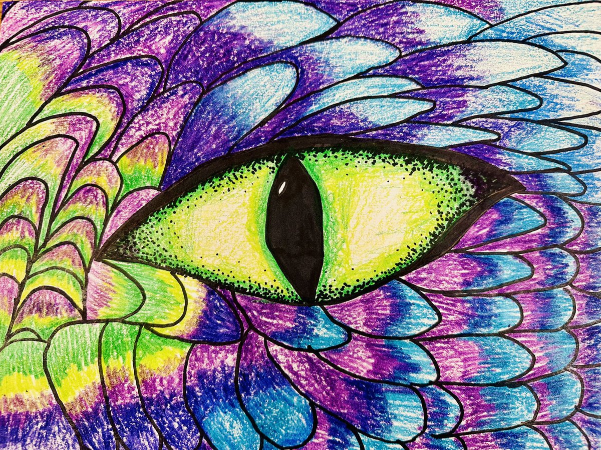 missh_ART_mann's tweet photo. 🐲👁️Some finished 5th grade dragon eyes focusing on contour line, organic shapes, proportion, texture, pattern &amp; value after learning about the interdisciplinary art of animation!👁️🐲 #mcspedden #inspireoneinspiremany #elementaryart #fisdfineartsleads @McSpeddenES @friscofinearts https://t.co/DdmX4mqNMX