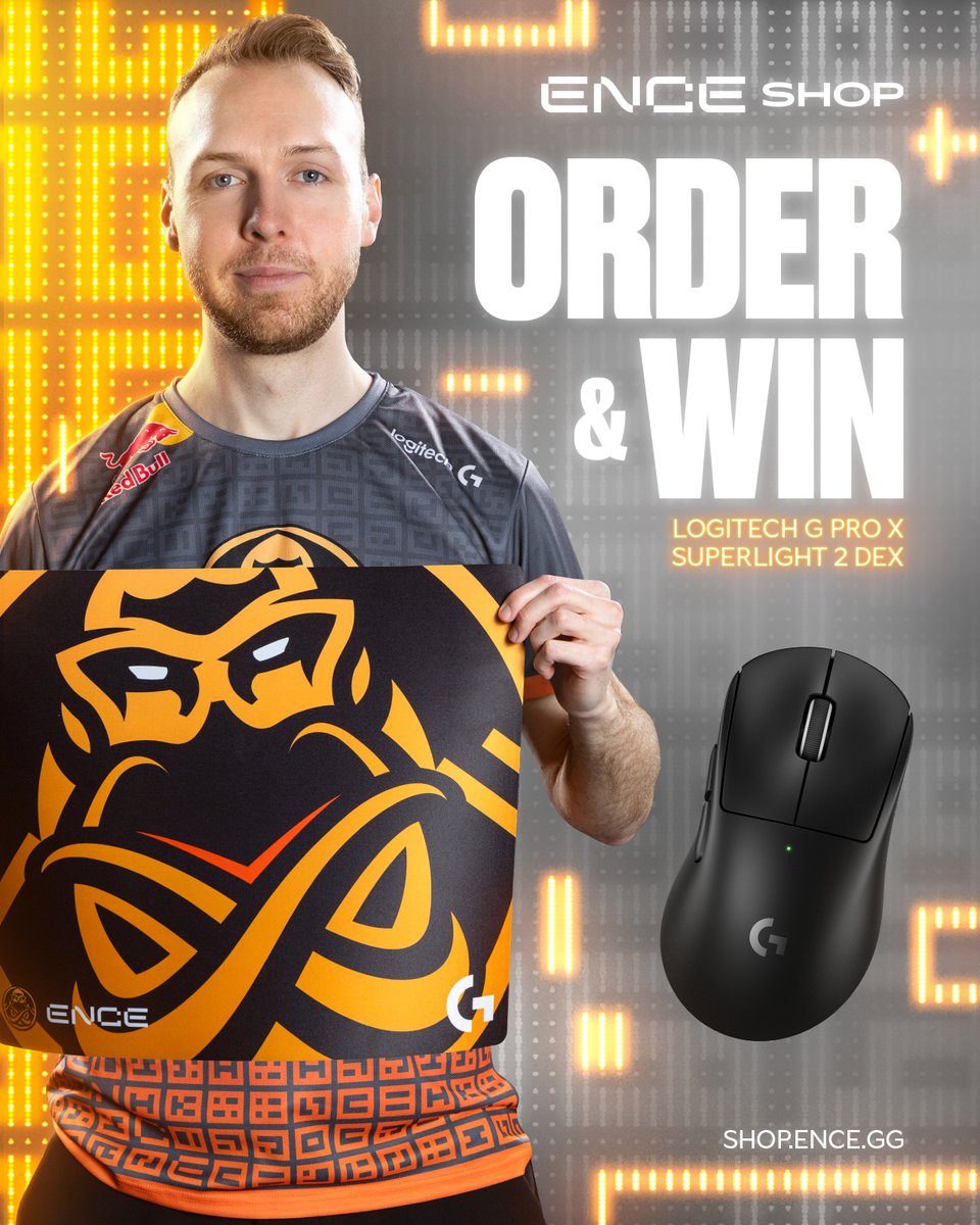 ENCE's tweet image. The ultimate setup upgrade 🤩
We are raffling one Logitech G PRO X Superlight 2 DEX between everyone who orders an ENCE Gaming Mouse Pad by 31.3.2025
🖱️ shop.ence.gg/products/ence-…