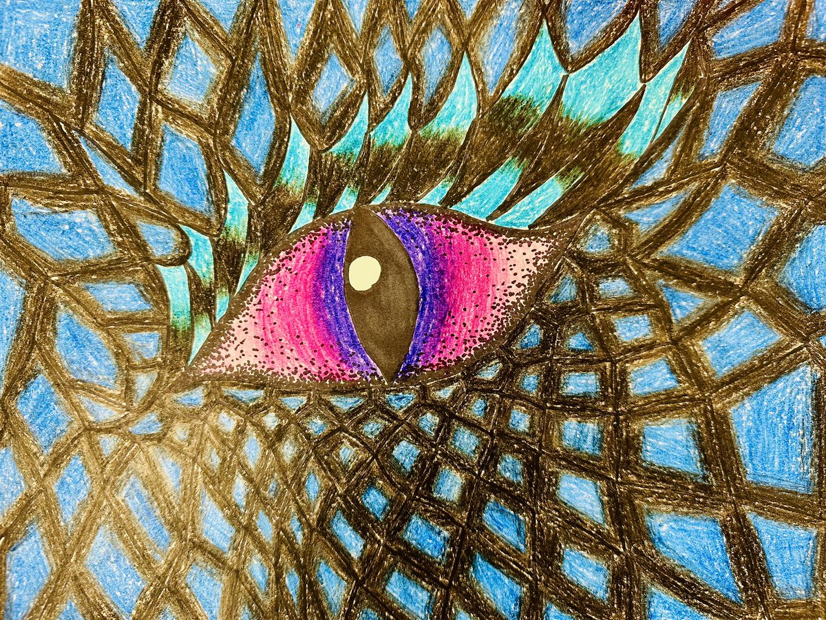 missh_ART_mann's tweet photo. 🐲👁️Some finished 5th grade dragon eyes focusing on contour line, organic shapes, proportion, texture, pattern &amp; value after learning about the interdisciplinary art of animation!👁️🐲 #mcspedden #inspireoneinspiremany #elementaryart #fisdfineartsleads @McSpeddenES @friscofinearts https://t.co/MQoyNfeS68