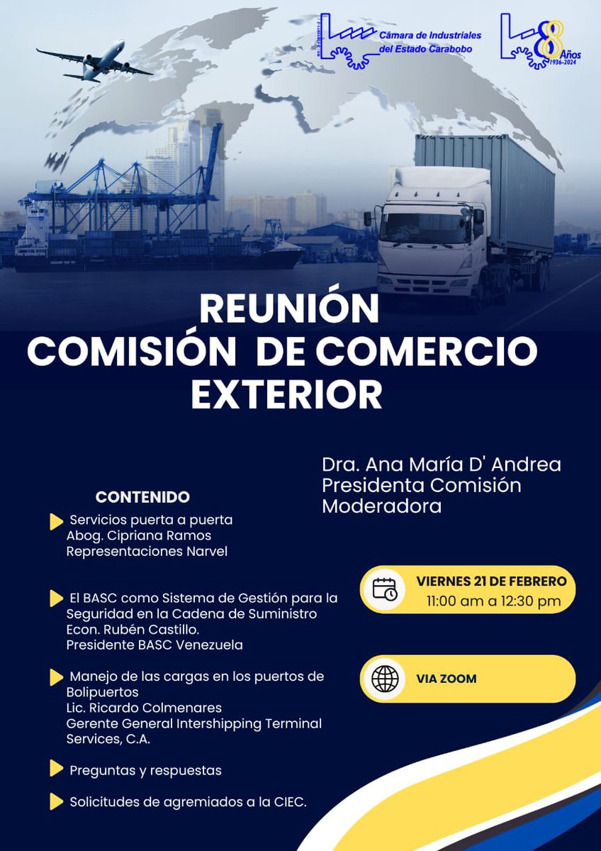 ANAMARIADANDREA's tweet photo. Te espero en Zoom este próximo Viernes a las 11am.  (hora Venezuela) 

Actualizarse garantiza las ventas y compras internacionales sin contratiempo. 

Regístrate por el correo gerenciageneral@ciec.org.ve 

@caraboboind https://t.co/xZ7r9i3ifn