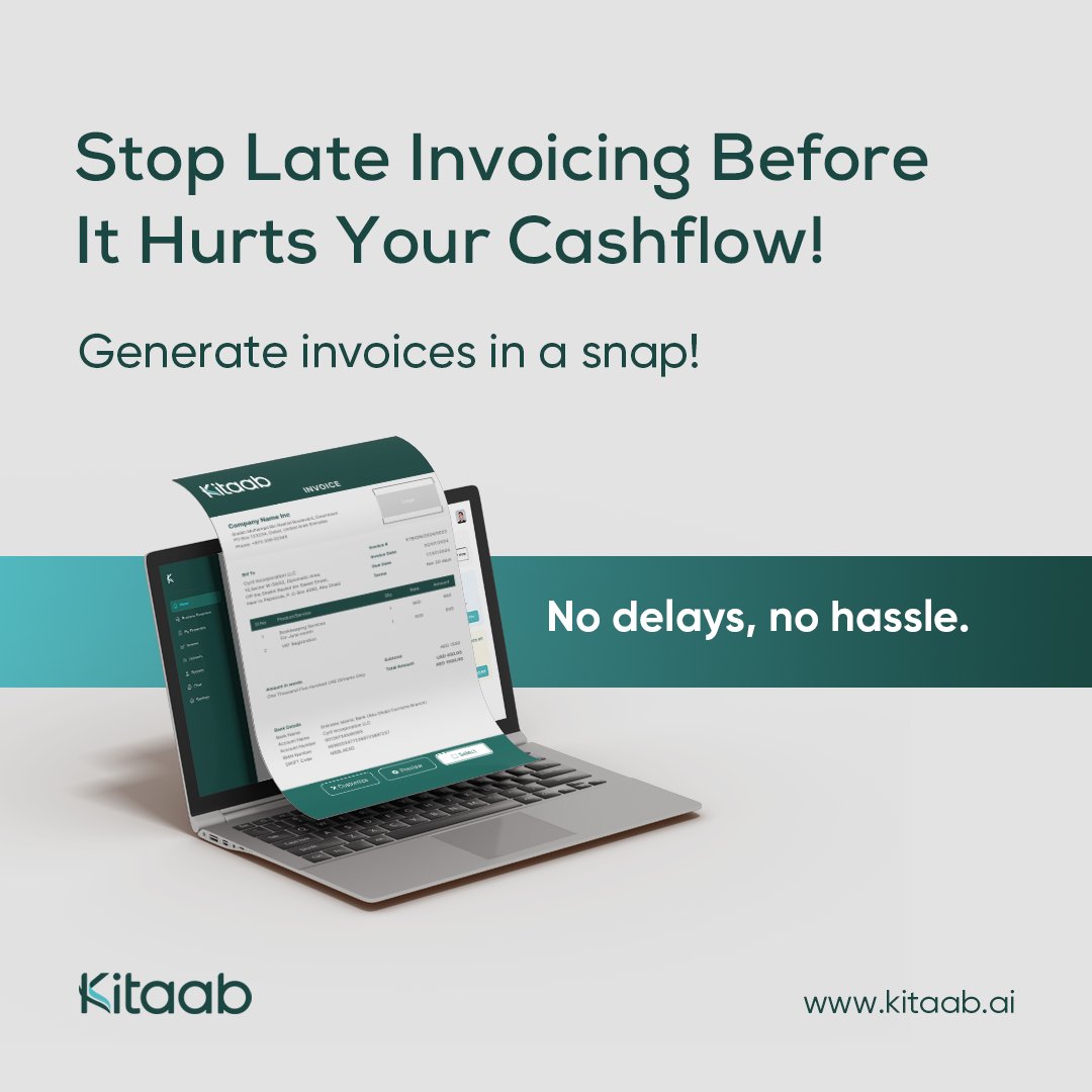 kitaab_uae's tweet image. Delayed invoicing &amp;amp; Missed invoicing can directly hit a bullet in your cashflow. Let Kitaab eliminate the stress! With our invoicing module, you can generate and download professional invoices in no time—Effortlessly.
#KitaabInvoicing #PaperlessBusines #invoicingtool