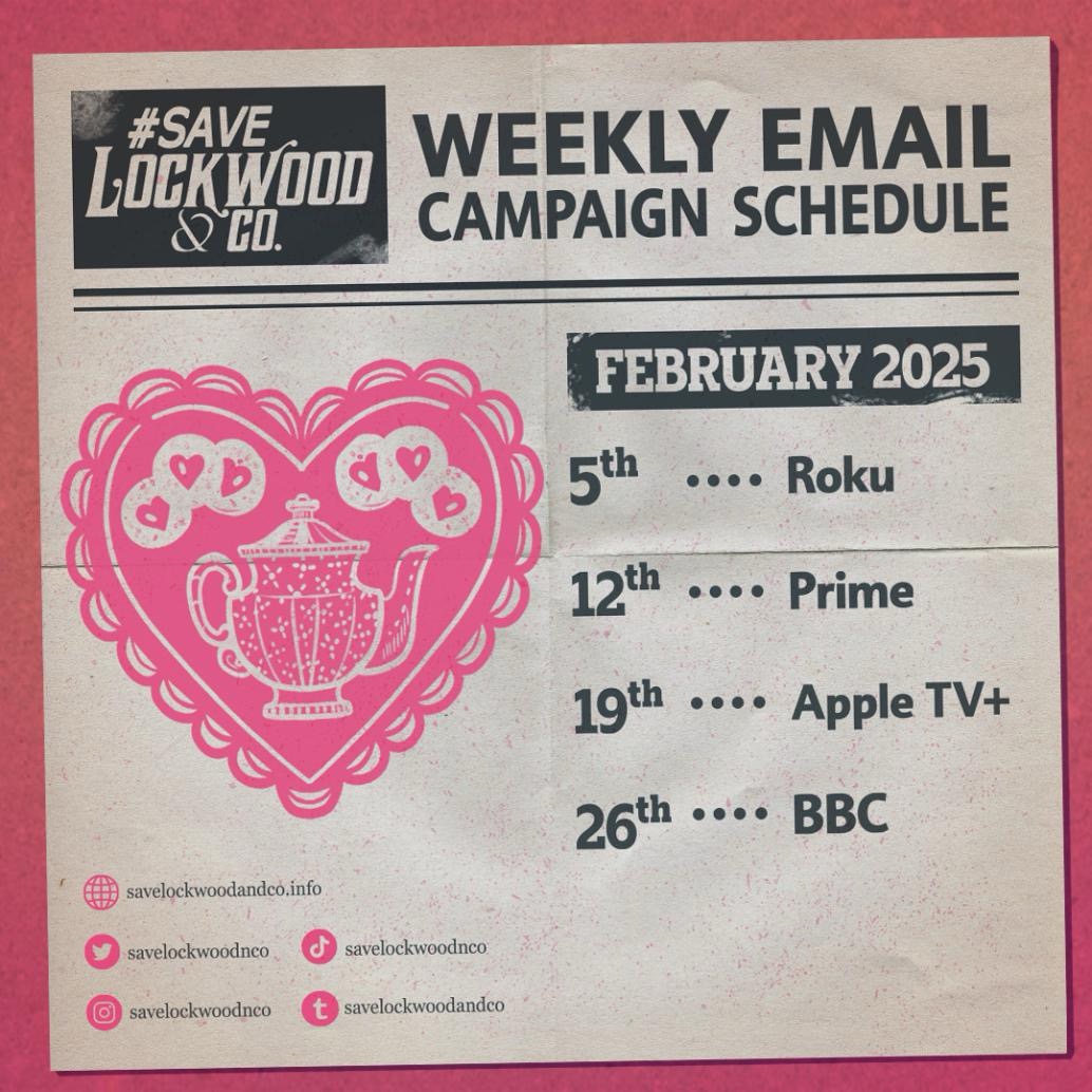 ⚔️Attention⚔️

LockNation Email Campaign (Week 84)
February 19th→ Apple TV

Today marks our 84th email day! Today, we are targeting Apple TV!
Email Credit: <a href="/katherinen2002/">Kath | Lockwood and Co x PJO | 🍉</a>
Graphic Credit: misskatwinn (Instagram)

More details below!👇
#SaveLockwoodAndCo #AppleSaveLockwood