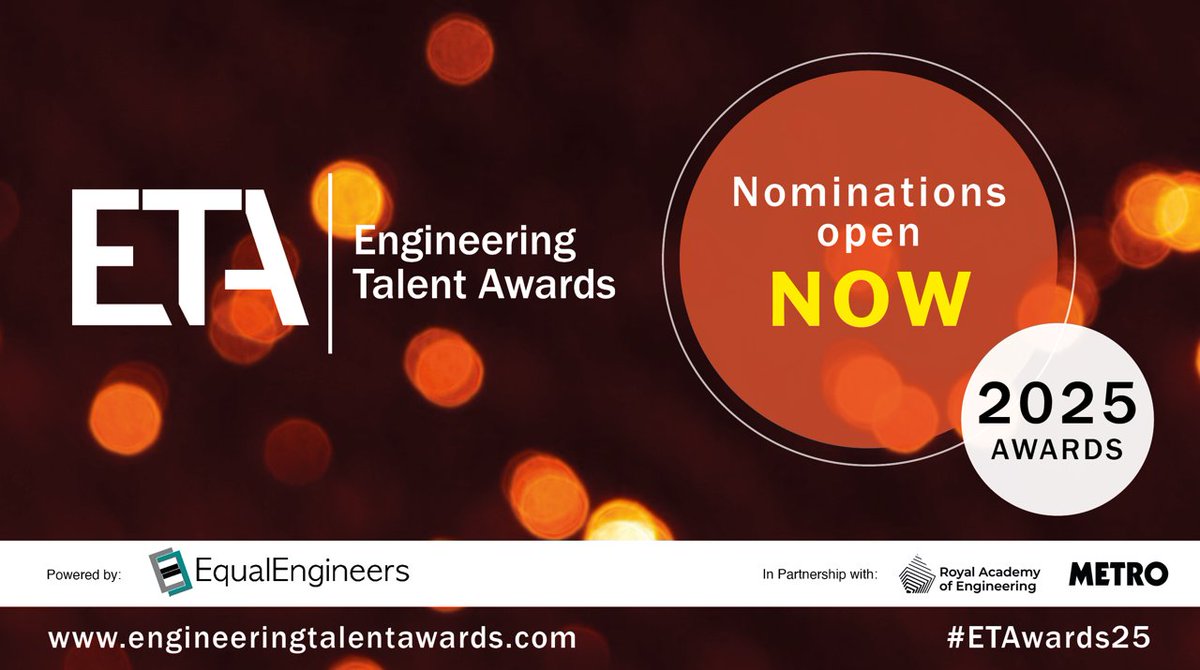 IExpE's tweet image. Nominations are now open for the Engineering Talent Awards 2025! 
Celebrate diversity in engineering &amp;amp; recognise industry talent. Winners will be announced at a prestigious gala later this year!
Nominate now - bit.ly/3EnLsr0
#DiversityInEngineering