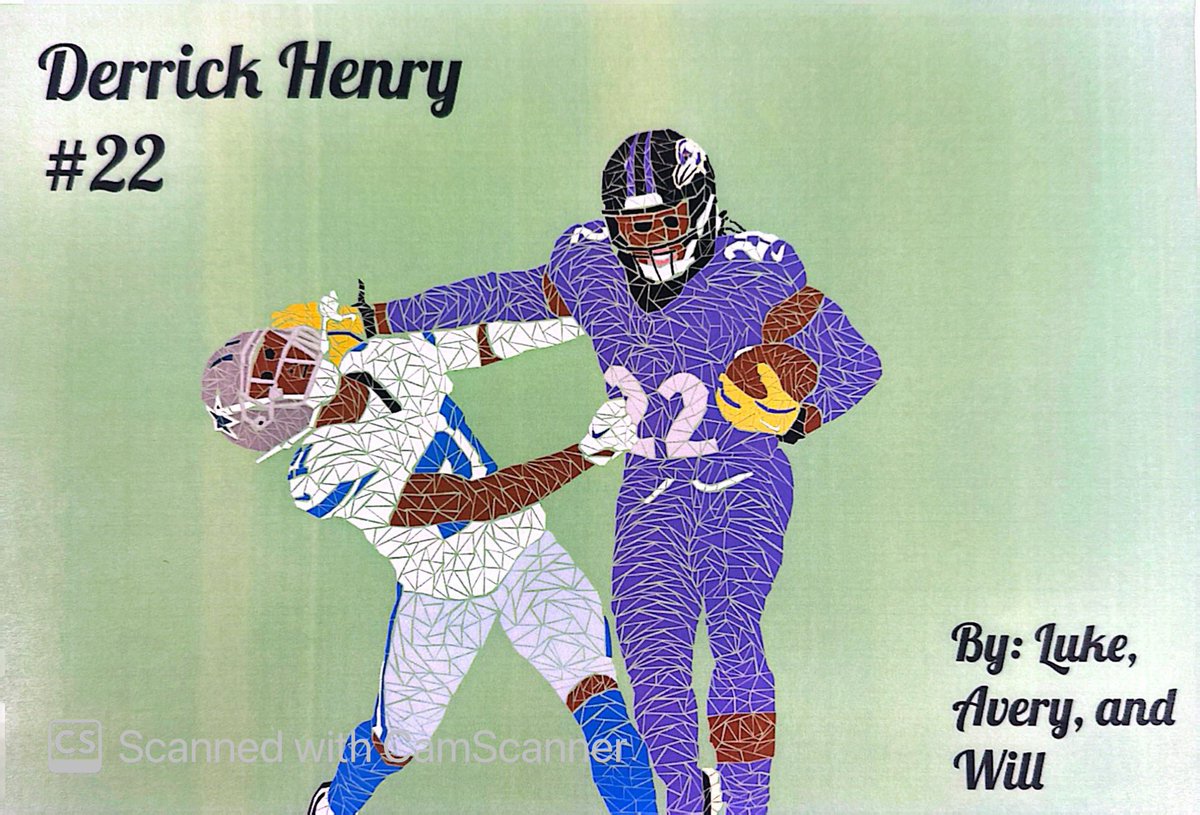sauslander's tweet image. Hey Derrick Henry! These three 5th grade super fans from @AllisonvilleES made you a digital mosaic using Google Drawings. What do you think? @Ravens @KingHenry_2