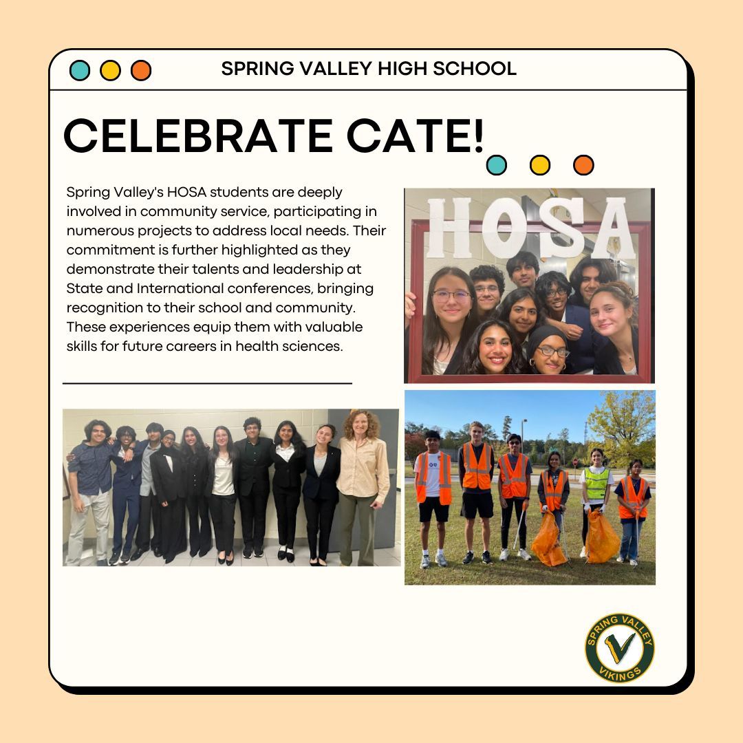 Spring Valley's HOSA students engage in community service, showcasing talents and leadership at conferences. They gain recognition while developing skills for future health science careers.