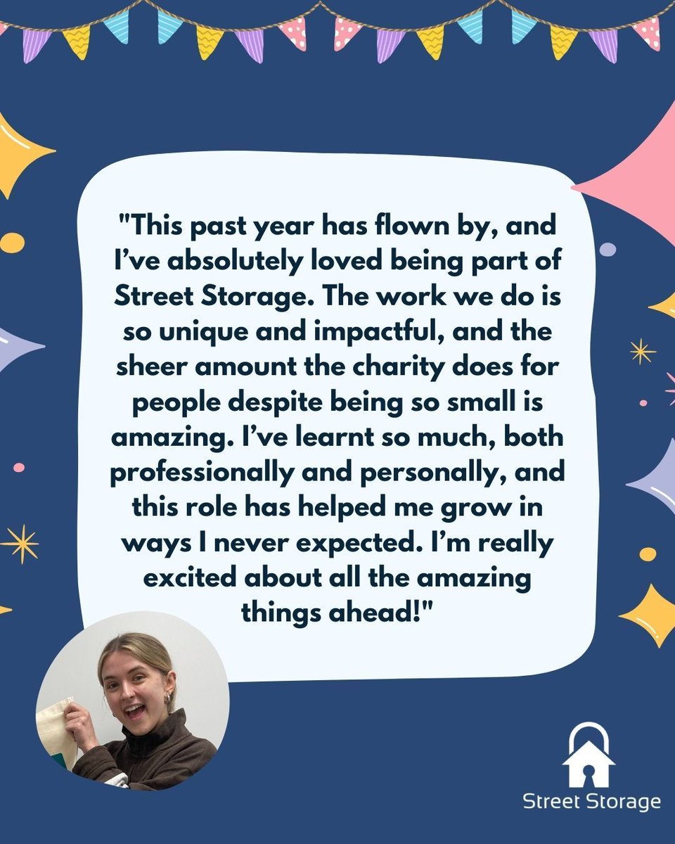 Today marks one year since Lilian became part of our Street Storage family!

Rachel, our Director said ‘I can’t remember a time when Lil wasn’t here supporting us all in so many great ways, she is such an asset to our small team and just a lovely person to work alongside’ 💙